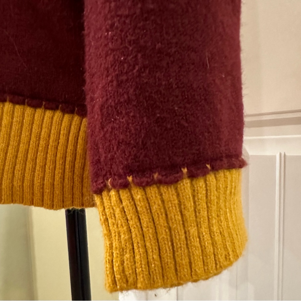 Fall Color Patchwork Colorblock Crew Neck Sweater Large Gold - Picture 8 of 10